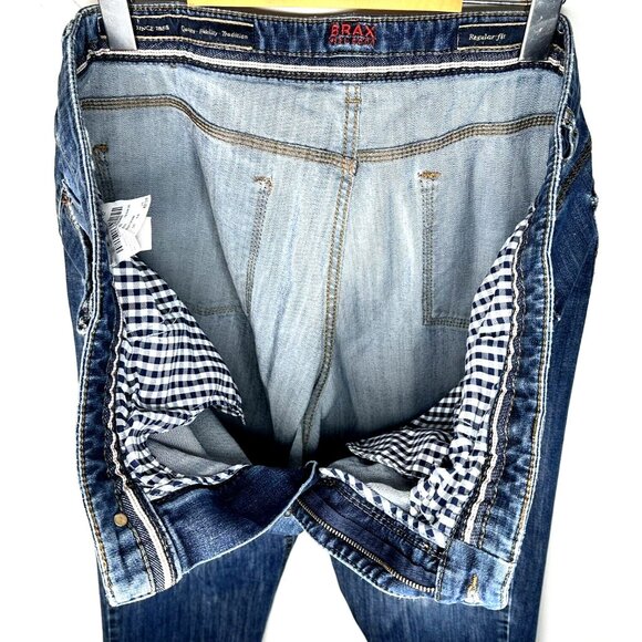 Brax Mens Jeans Feel Good Cooper Regular Fit Denim Straight Blue Size 42x30 - Picture 10 of 16